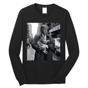 Donald Trump And Cat In Nyc Long Sleeve Shirt