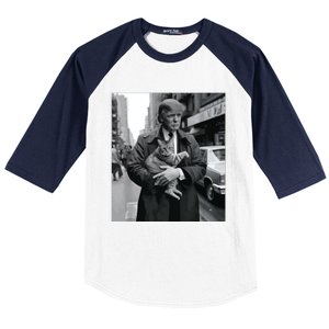 Donald Trump And Cat In Nyc Baseball Sleeve Shirt