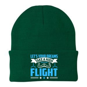 Dreams Take A High Flight Pilots Airplane Aviation Graphic Great Gift Knit Cap Winter Beanie