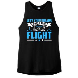 Dreams Take A High Flight Pilots Airplane Aviation Graphic Great Gift Ladies PosiCharge Tri-Blend Wicking Tank