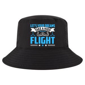 Dreams Take A High Flight Pilots Airplane Aviation Graphic Great Gift Cool Comfort Performance Bucket Hat