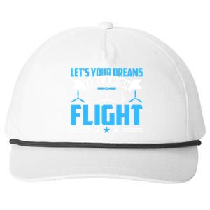 Dreams Take A High Flight Pilots Airplane Aviation Graphic Great Gift Snapback Five-Panel Rope Hat