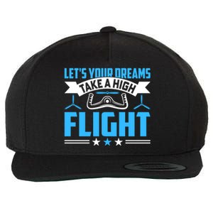 Dreams Take A High Flight Pilots Airplane Aviation Graphic Great Gift Wool Snapback Cap