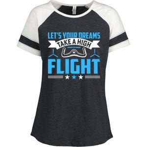 Dreams Take A High Flight Pilots Airplane Aviation Graphic Great Gift Enza Ladies Jersey Colorblock Tee