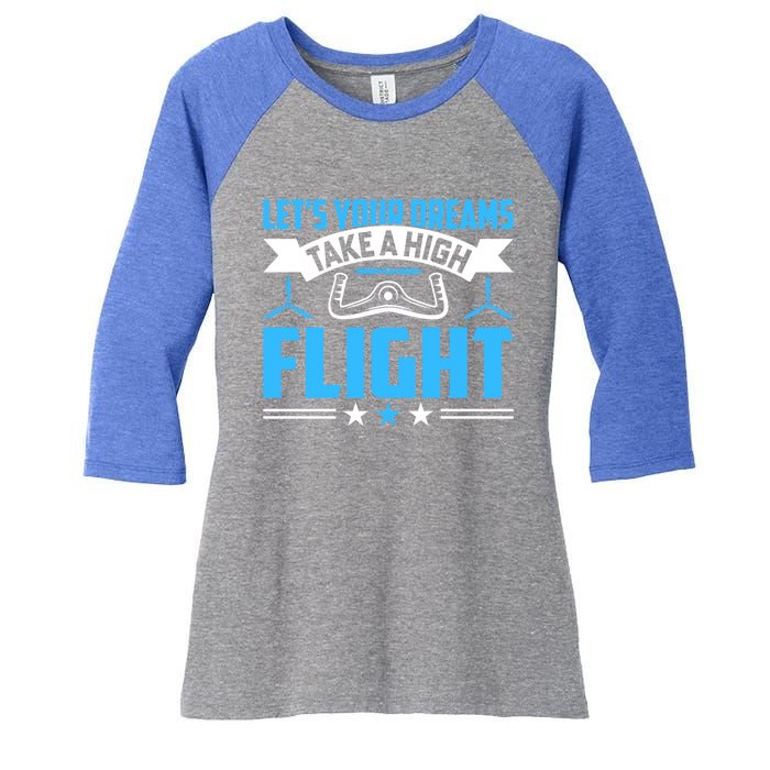 Dreams Take A High Flight Pilots Airplane Aviation Graphic Great Gift Women's Tri-Blend 3/4-Sleeve Raglan Shirt