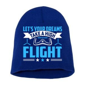 Dreams Take A High Flight Pilots Airplane Aviation Graphic Great Gift Short Acrylic Beanie