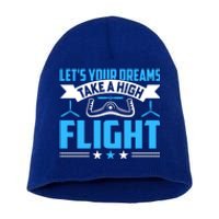 Dreams Take A High Flight Pilots Airplane Aviation Graphic Great Gift Short Acrylic Beanie