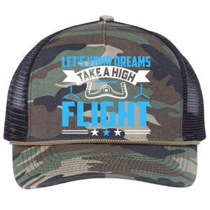 Dreams Take A High Flight Pilots Airplane Aviation Graphic Great Gift Retro Rope Trucker Hat Cap