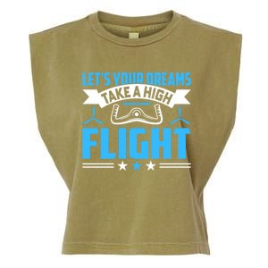 Dreams Take A High Flight Pilots Airplane Aviation Graphic Great Gift Garment-Dyed Women's Muscle Tee