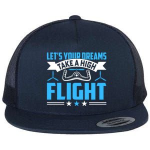 Dreams Take A High Flight Pilots Airplane Aviation Graphic Great Gift Flat Bill Trucker Hat