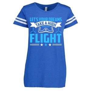 Dreams Take A High Flight Pilots Airplane Aviation Graphic Great Gift Enza Ladies Jersey Football T-Shirt