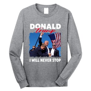 Donald Trump Assassination I Will Never Stop Long Sleeve Shirt