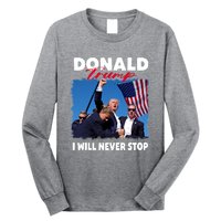 Donald Trump Assassination I Will Never Stop Long Sleeve Shirt