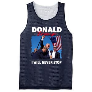 Donald Trump Assassination I Will Never Stop Mesh Reversible Basketball Jersey Tank