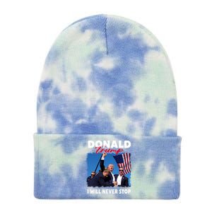 Donald Trump Assassination I Will Never Stop Tie Dye 12in Knit Beanie