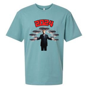 Donald Trump Aliens UFO UAP Funny 2024 Election USA American Sueded Cloud Jersey T-Shirt