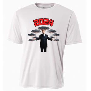 Donald Trump Aliens UFO UAP Funny 2024 Election USA American Cooling Performance Crew T-Shirt