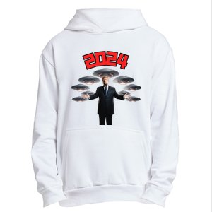 Donald Trump Aliens UFO UAP Funny 2024 Election USA American Urban Pullover Hoodie