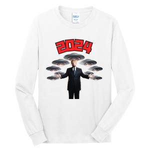 Donald Trump Aliens UFO UAP Funny 2024 Election USA American Tall Long Sleeve T-Shirt