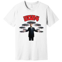 Donald Trump Aliens UFO UAP Funny 2024 Election USA American Premium T-Shirt