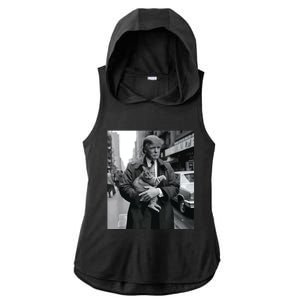 Donald Trump And Cat In Nyc Ladies PosiCharge Tri-Blend Wicking Draft Hoodie Tank