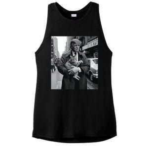 Donald Trump And Cat In Nyc Ladies PosiCharge Tri-Blend Wicking Tank