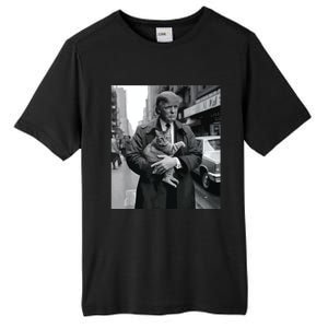 Donald Trump And Cat In Nyc Tall Fusion ChromaSoft Performance T-Shirt