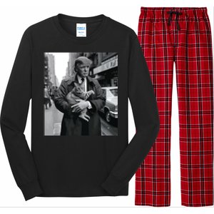 Donald Trump And Cat In Nyc Long Sleeve Pajama Set