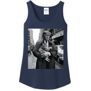 Donald Trump And Cat In Nyc Ladies Essential Tank