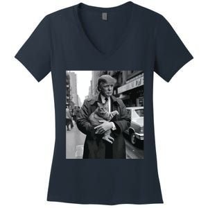 Donald Trump And Cat In Nyc Women's V-Neck T-Shirt