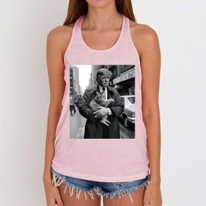 Donald Trump And Cat In Nyc Women's Knotted Racerback Tank