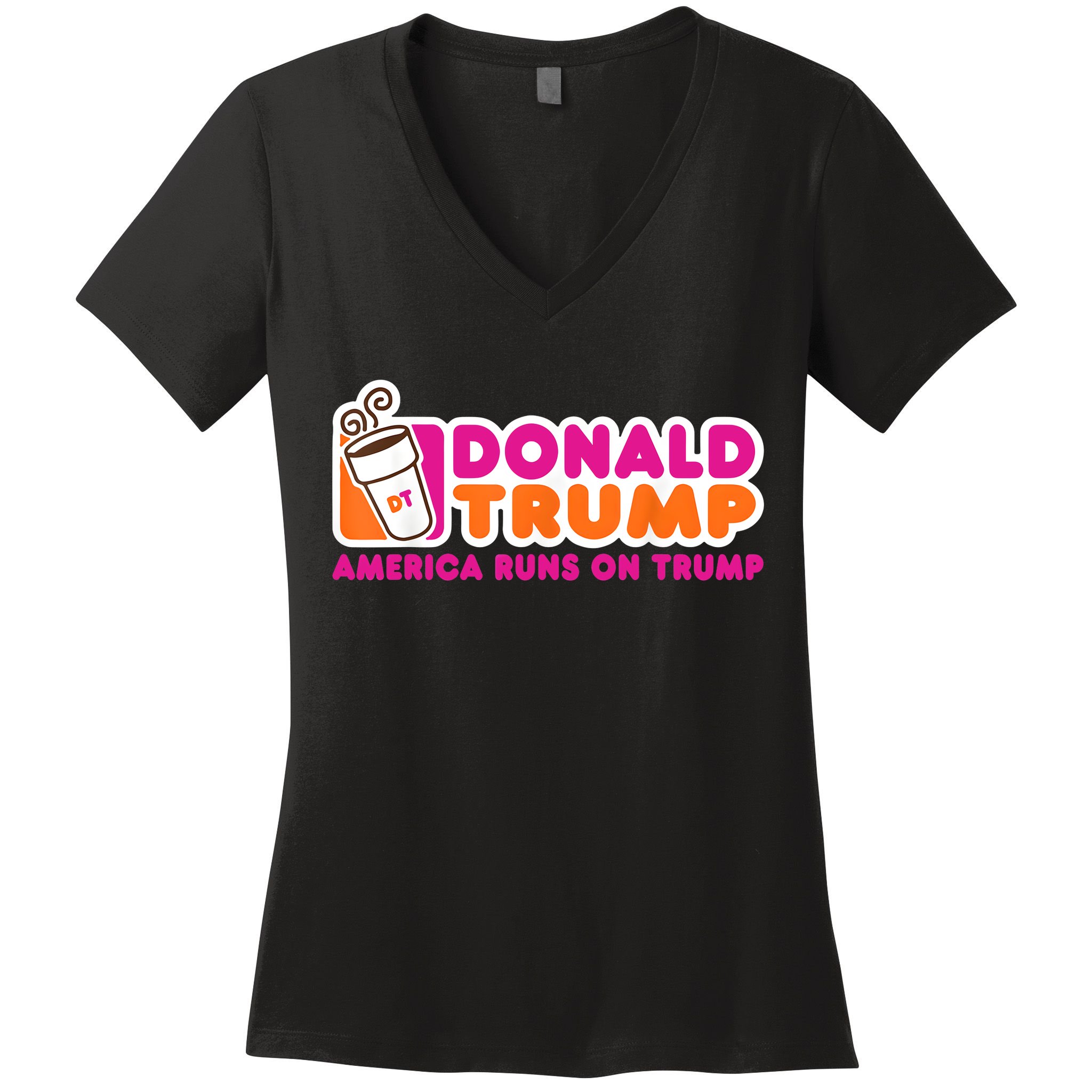 Donald Trump America Runs On Trump Women's V-Neck T-Shirt