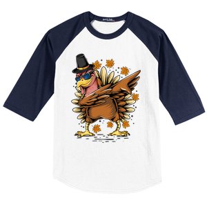 Dabbing Turkey Awesome Thanksgiving Day Funny Cute Holiday Cool Gift Baseball Sleeve Shirt