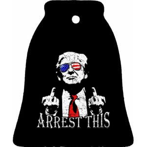 Donald Trump Arrest This Fingers 2024 America Usa Flag Ceramic Bell Ornament