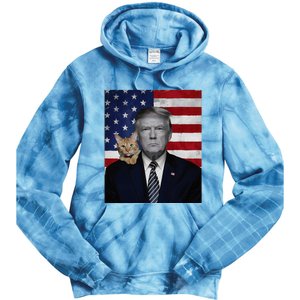 Donald Trump And Cat Political Usa Flag Election 2024 Tie Dye Hoodie