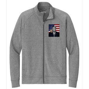 Donald Trump And Cat Political Usa Flag Election 2024 Stretch Full-Zip Cadet Jacket