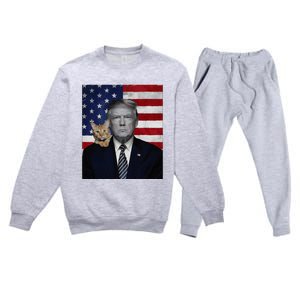 Donald Trump And Cat Political Usa Flag Election 2024 Premium Crewneck Sweatsuit Set