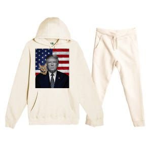 Donald Trump And Cat Political Usa Flag Election 2024 Premium Hooded Sweatsuit Set