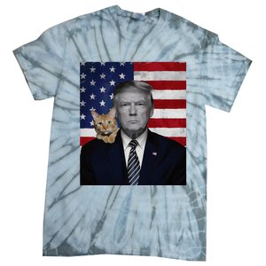 Donald Trump And Cat Political Usa Flag Election 2024 Tie-Dye T-Shirt