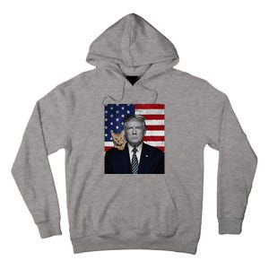 Donald Trump And Cat Political Usa Flag Election 2024 Tall Hoodie