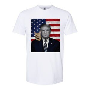 Donald Trump And Cat Political Usa Flag Election 2024 Softstyle CVC T-Shirt