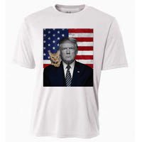 Donald Trump And Cat Political Usa Flag Election 2024 Cooling Performance Crew T-Shirt