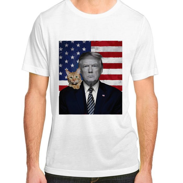 Donald Trump And Cat Political Usa Flag Election 2024 Adult ChromaSoft Performance T-Shirt