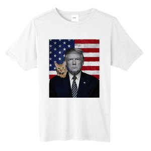 Donald Trump And Cat Political Usa Flag Election 2024 Tall Fusion ChromaSoft Performance T-Shirt