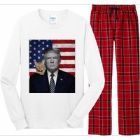 Donald Trump And Cat Political Usa Flag Election 2024 Long Sleeve Pajama Set