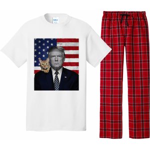 Donald Trump And Cat Political Usa Flag Election 2024 Pajama Set