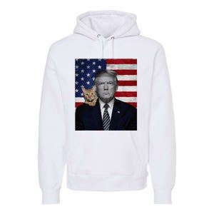 Donald Trump And Cat Political Usa Flag Election 2024 Premium Hoodie