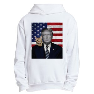 Donald Trump And Cat Political Usa Flag Election 2024 Urban Pullover Hoodie