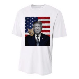 Donald Trump And Cat Political Usa Flag Election 2024 Performance Sprint T-Shirt