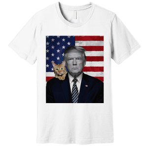 Donald Trump And Cat Political Usa Flag Election 2024 Premium T-Shirt